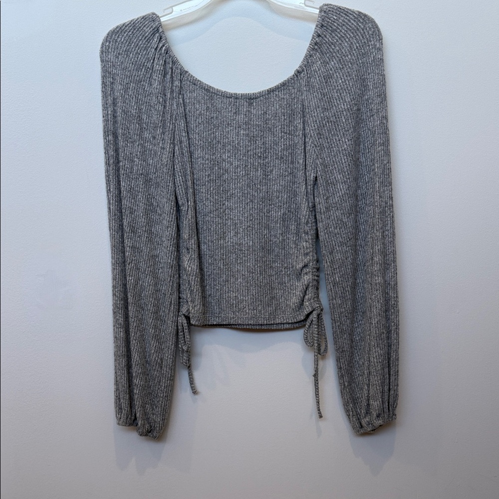 Love Tree Gray Ribbed Blouse - Picture 4 of 4